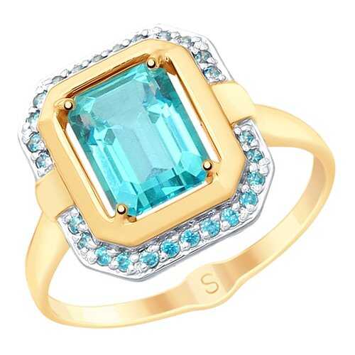 Кольцо женское SOKOLOV из золота с топазами Swarovski и фианитами 715352 р.17.5 в Московский Ювелирный Завод