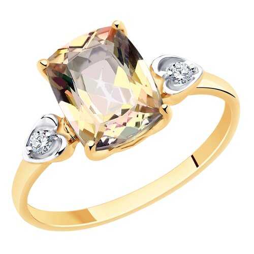 Кольцо женское SOKOLOV из золота с топазом и фианитами Swarovski 715725 р.18.5 в Московский Ювелирный Завод