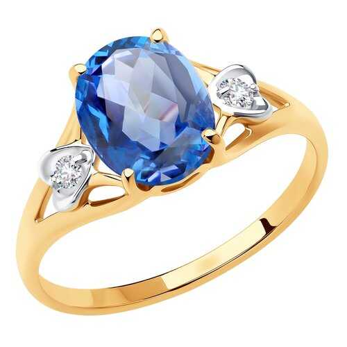 Кольцо женское SOKOLOV из золота с топазом и фианитами Swarovski 715924 р.19 в Московский Ювелирный Завод