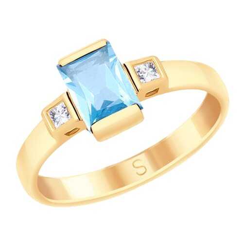Кольцо женское SOKOLOV из золота с топазом и Swarovski Zirconia 715210 р.19.5 в Московский Ювелирный Завод