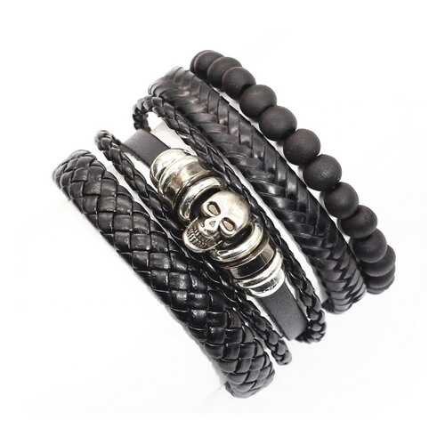 Браслет кожаный Gothic Skull 23493-01 черный в Московский Ювелирный Завод