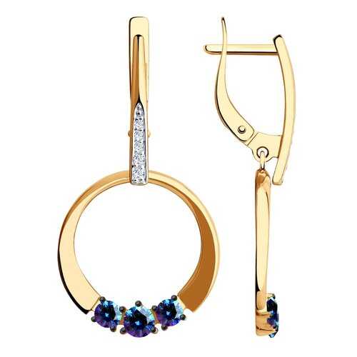 Серьги SOKOLOV из золота с бесцветными и синими Swarovski Zirconia 81020453 в Московский Ювелирный Завод