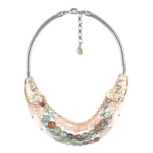Колье женское Nature Bijoux NB20.1-15-41062 бежевое/голубое/золотистое в Московский Ювелирный Завод