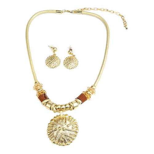 Комплект женский (серьги, колье) Be You to Full КП71130 золотистый в Московский Ювелирный Завод