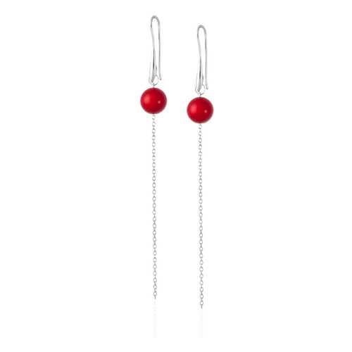 Серьги Lattrice, вставка коралл, артикул 54655990 в Московский Ювелирный Завод