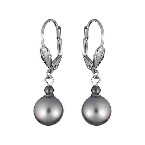 Серьги My-bijou Висюльки, 1 бусина майорка / гематит 3,5 см в Московский Ювелирный Завод