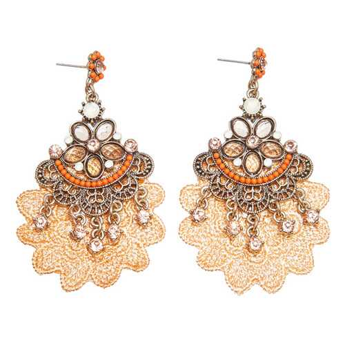 Серьги женские Boho ER506207 оранжевые/бежевые в Московский Ювелирный Завод