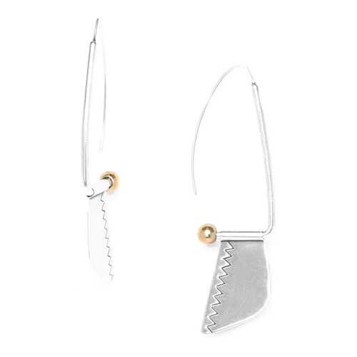 Серьги женские ORI TAO OT-12-29257 серебристые/золотистые в Московский Ювелирный Завод